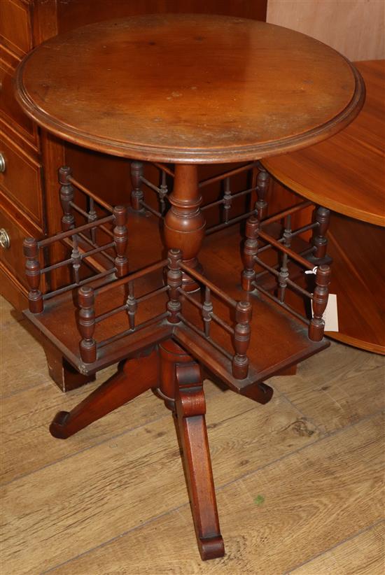 A Morris & Co style mahogany tripod table with revolving undertier Diameter 46cm